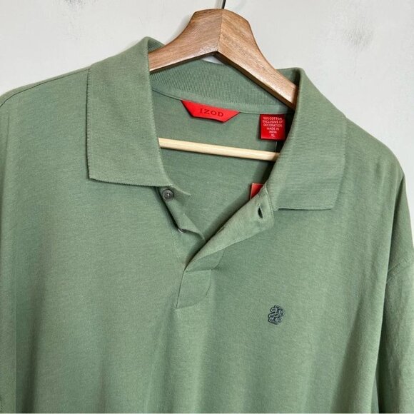 IZOD Mens Size XL Sage Green Short Sleeve Polo Shirt NEW Smooth Cotton Preppy - Picture 3 of 13